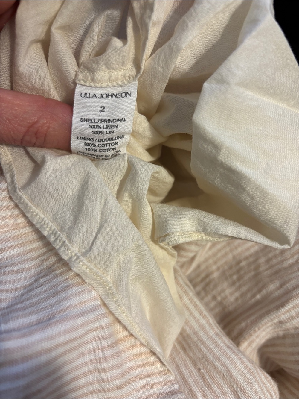 Ulla Johnson Rissa Dress Sand Linen Striped Ruffle Nap Midi Dress Size 2 Beach - Picture 14 of 16